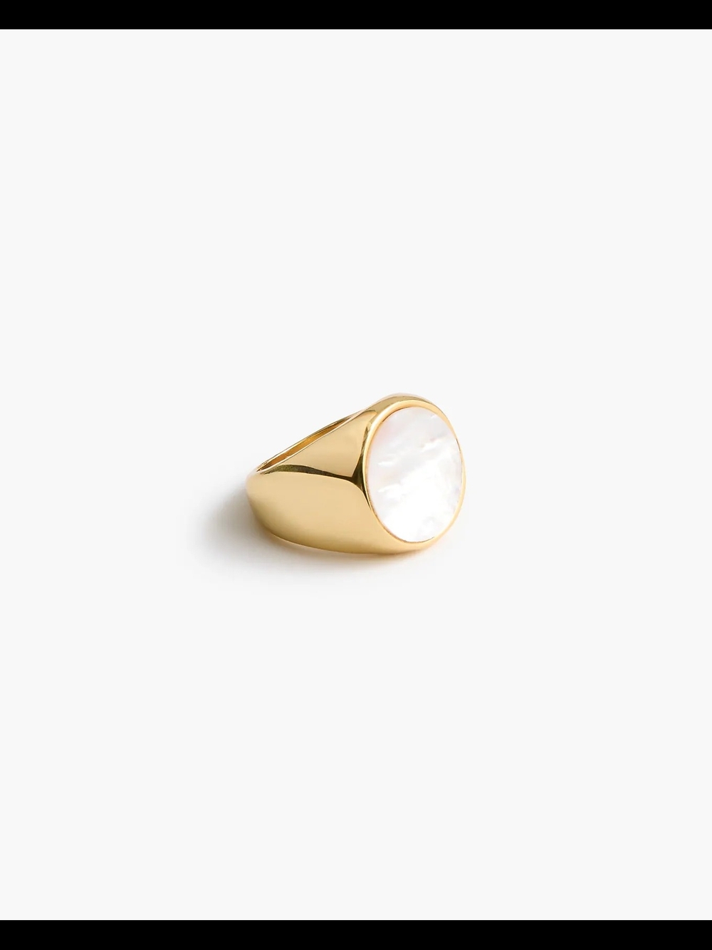 J.Crew Gold Signet Ring with Mother-of-Pearl Inlay, 8, Gold/ White